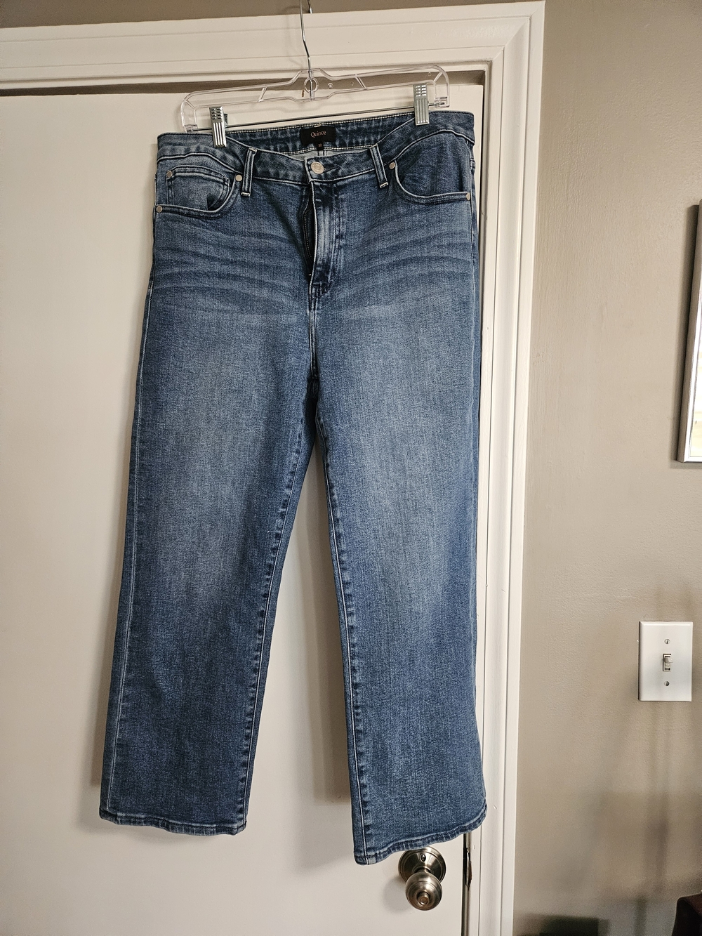 Quince Medium Wash Straight-Leg Jeans in Blue